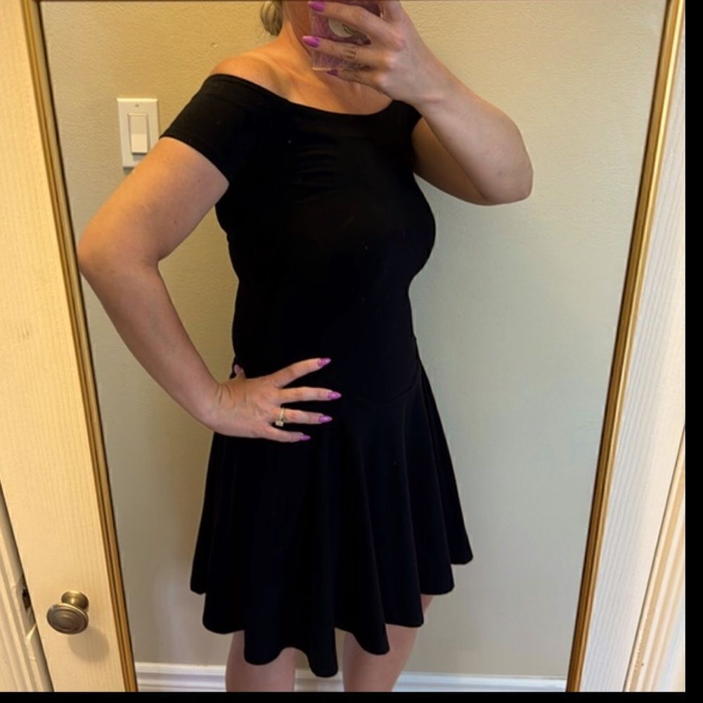 Betsey Johnson Drop Waist Off the Shoulder Vintage Dress M